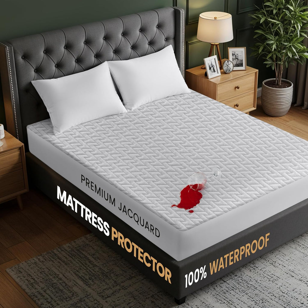 Utopia Bedding Waterproof Mattress Protector Queen Size, Premium 3D Air Soft Fabric Mattress Cover