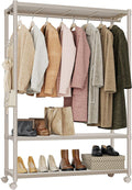 IZEUK Heavy Duty Rolling Garment Rack Wire Clothes Rack for Hanging Clothes, Metal Freestanding