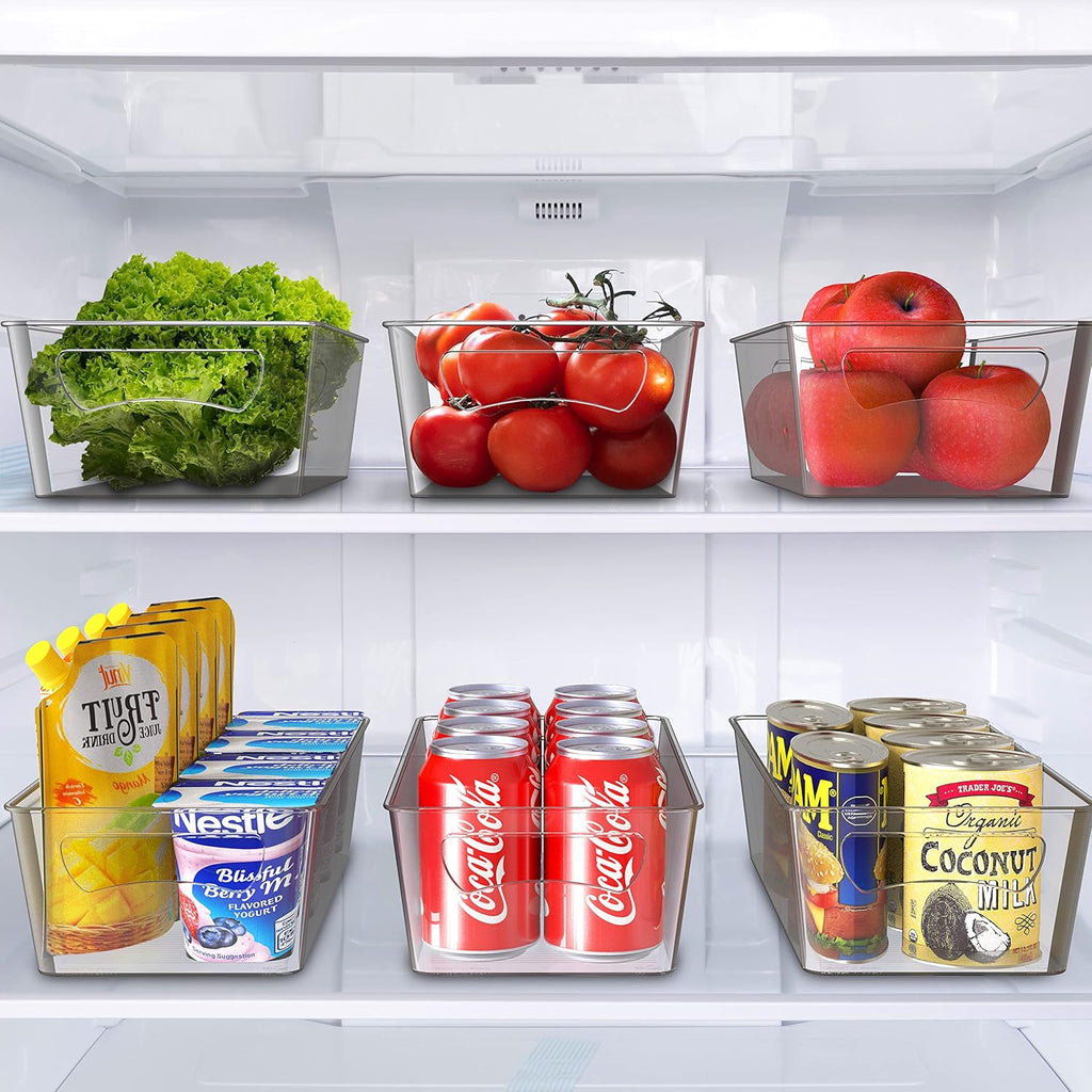 Simple Houseware Clear Storage Bins Organizer for Freezer / Fridge / Pantry, 12'' x 6.2'' x 3.4''