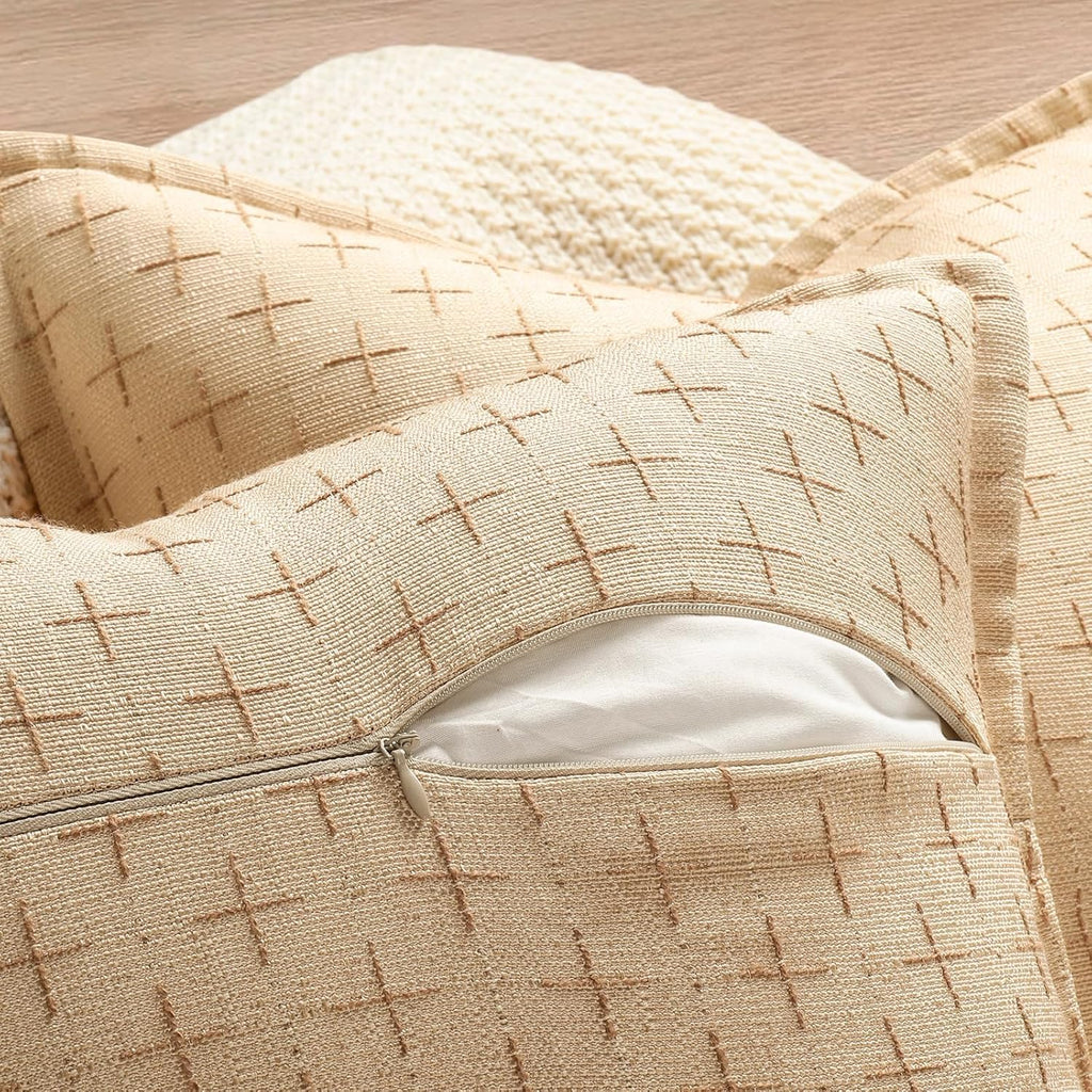 ZWJD 12x20 Pillow Covers Set of 2 Soft Polyester Textured Pillow Covers with Stylish Flange Edge