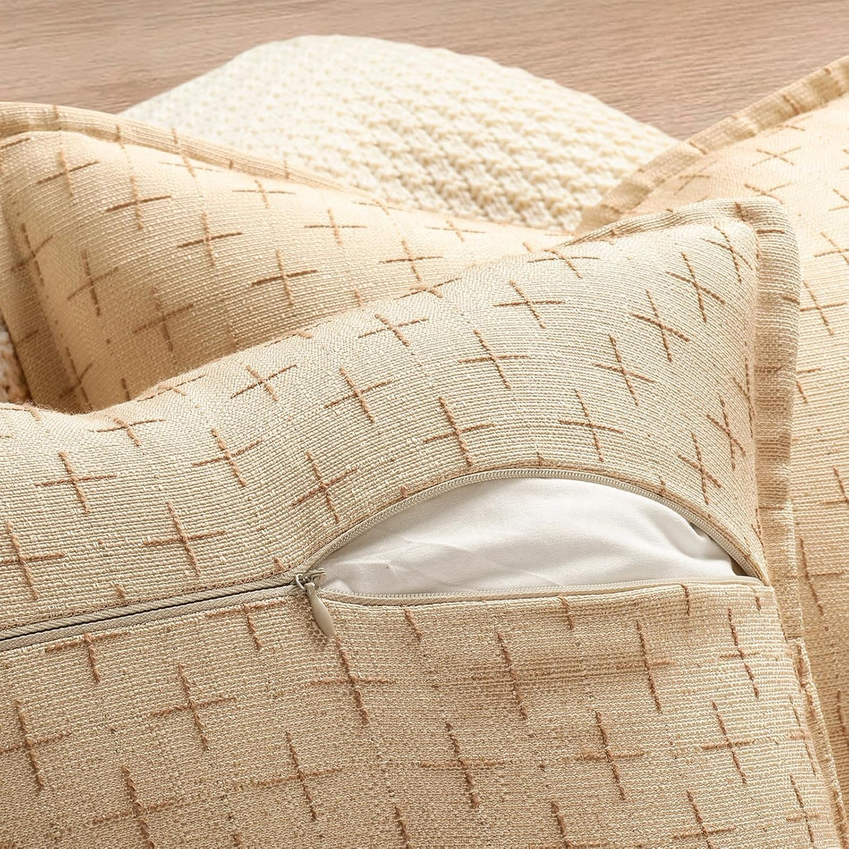 ZWJD 12x20 Pillow Covers Set of 2 Soft Polyester Textured Pillow Covers with Stylish Flange Edge