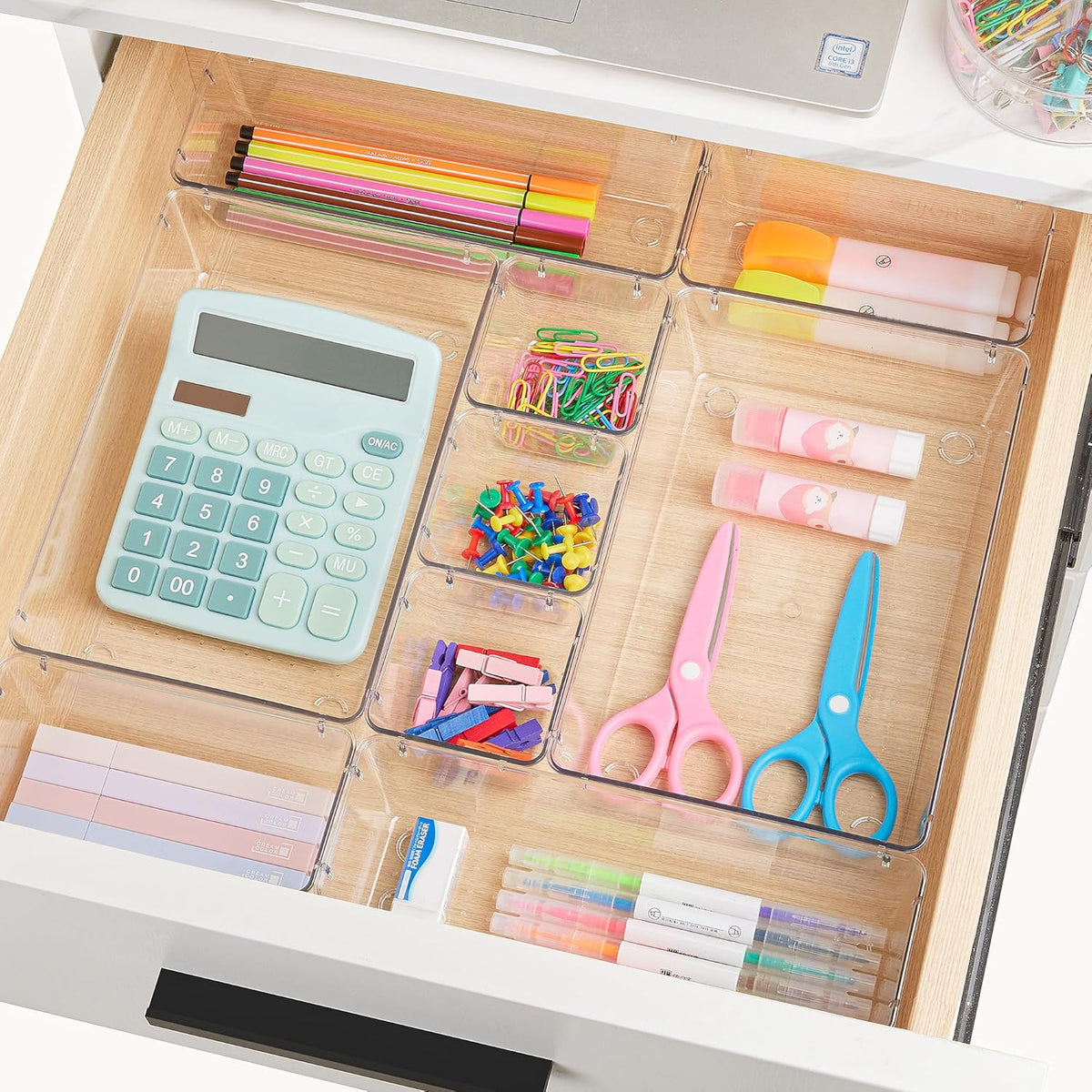 Vtopmart 44 PCS Clear Plastic Drawer Organizers Set, 4-Size Versatile Bathroom and Vanity Organizer