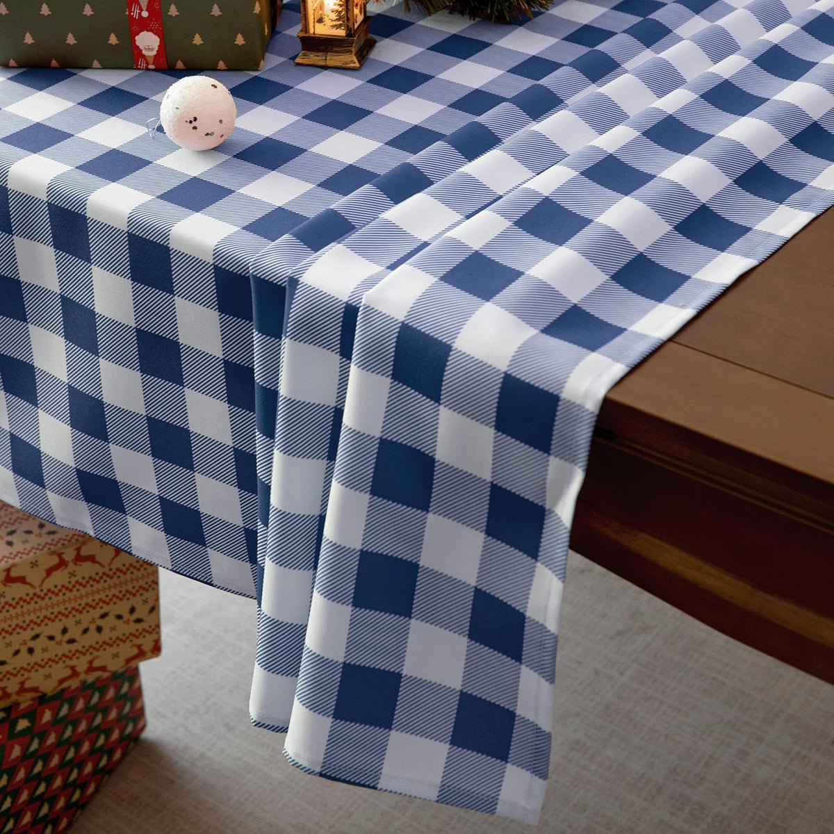 Classic Gingham Buffalo Tablecloth Fabric - Oblong 58x144 Inch Water Proof Checkered Table Cloth