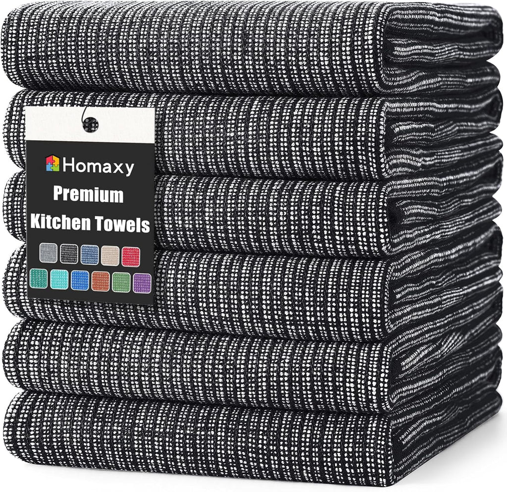 Homaxy Premium Kitchen Towels(18”x 28”, 6 Pack), Large Cotton Kitchen Hand Towels, Flat and Terry