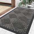 Smiry Front Door Mat Outside Entrance, Heavy Duty Outdoor Indoor Natural Rubber Doormat, Non Slip