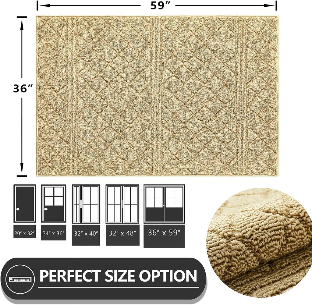 REFETONE Indoor Doormat, Front Back Door Mat 36"x59" Absorbent Rubber Backing Non Slip Door Mats