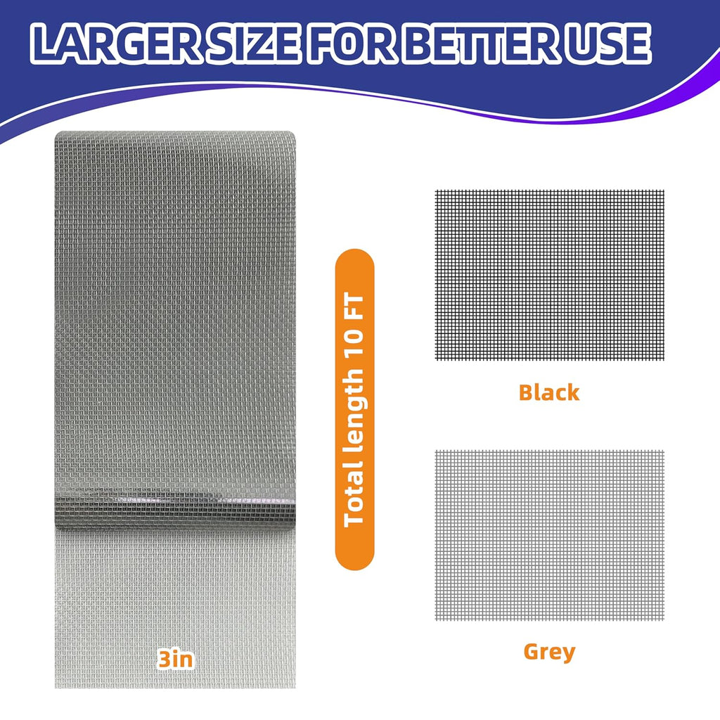 KING MOUNTAIN Grey Window Screen Repair Tape,3inX10FT Heavy Duty Screen Repair Kit for Window