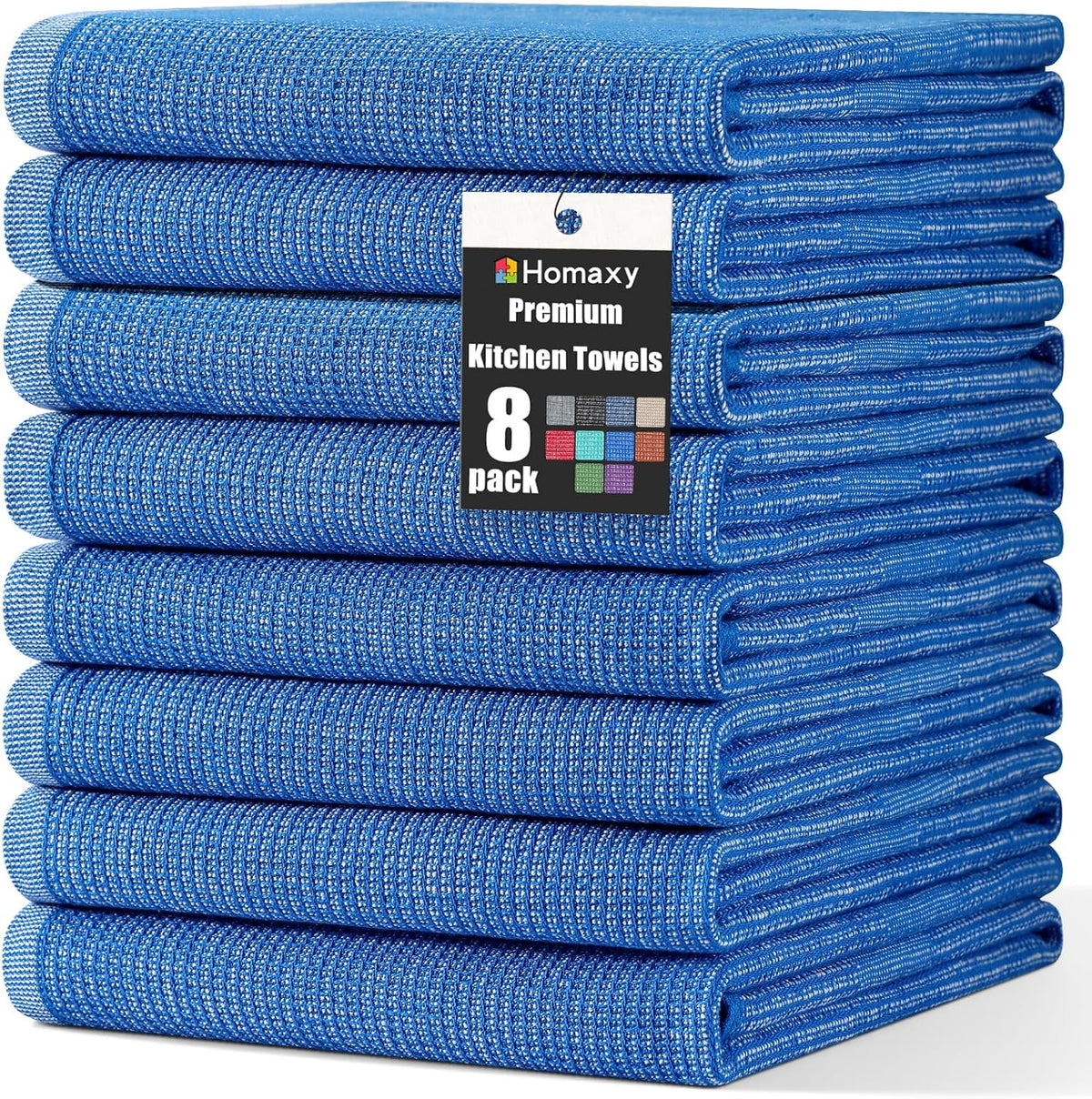 Homaxy Premium Kitchen Towels(18”x 28”, 8 Pack), Large Cotton Kitchen Hand Towels, Flat and Terry