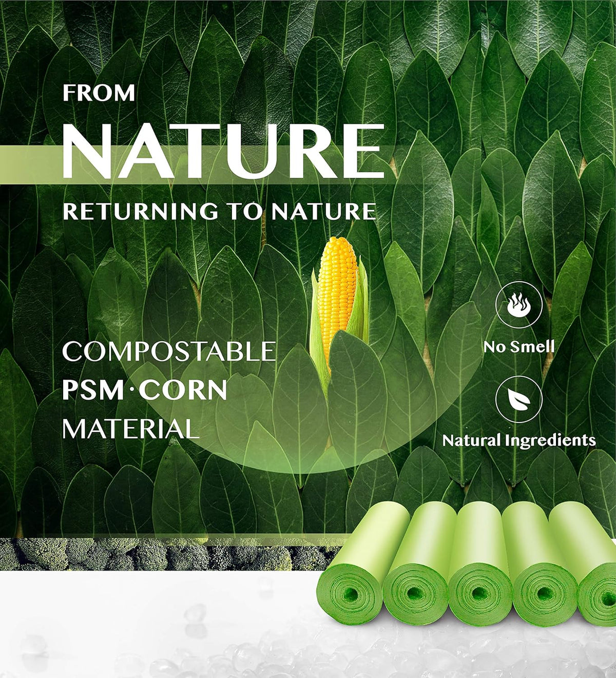 Compostable Trash Bags - FORID 8 Gallon Garbage Bags 150 Count Trash Can Liners 30 Liter Unscented