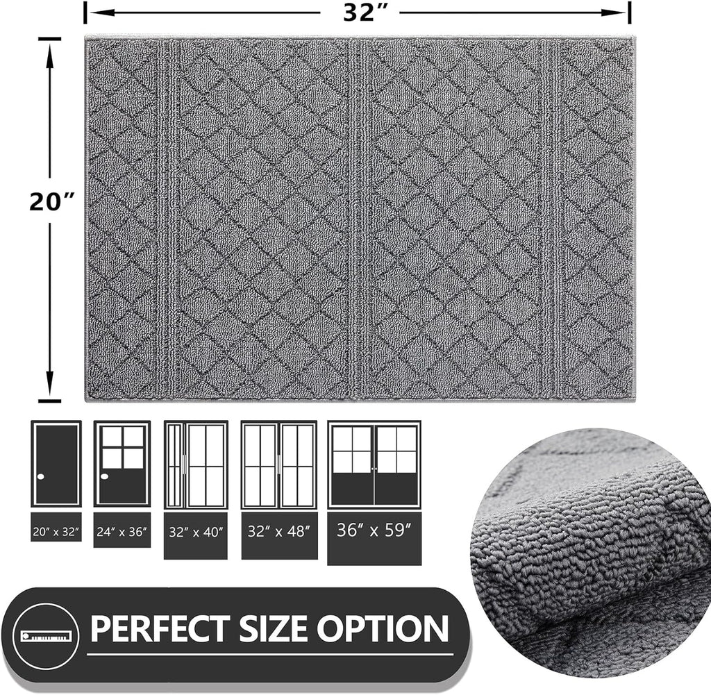 REFETONE Indoor Doormat, Front Back Door Mat 20"x32" Absorbent Rubber Backing Non Slip Door Mats