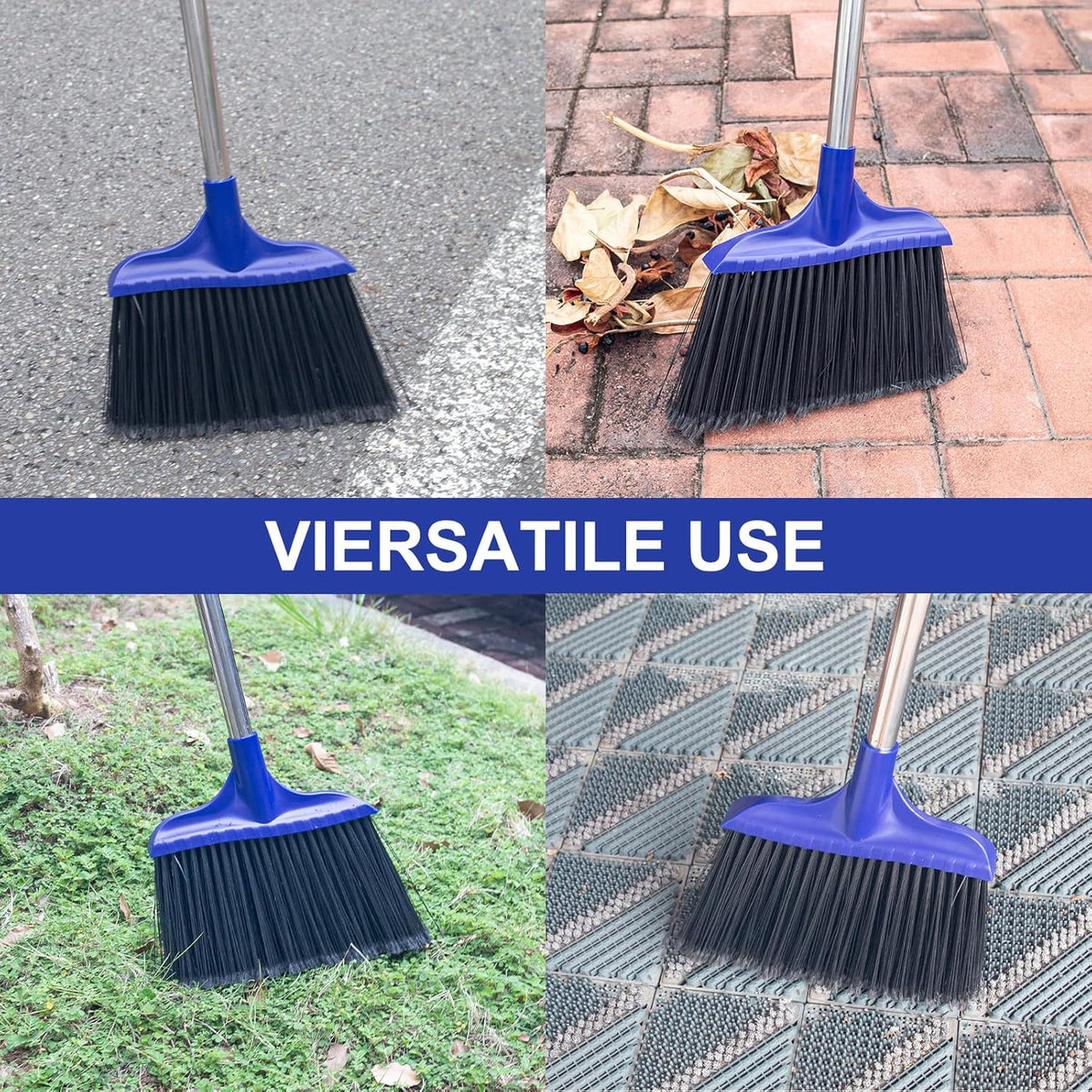 Kefanta 6 Pack Heavy Duty Broom Indoor/Outdoor Commercial Brooms Angle Broom 53 inches for