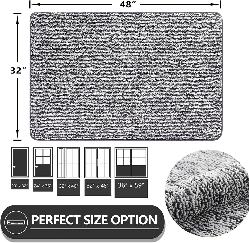 REFETONE Indoor Doormat, Front Door Mat 32"x48" Absorbent Rubber Backing Non Slip Back Door Mats