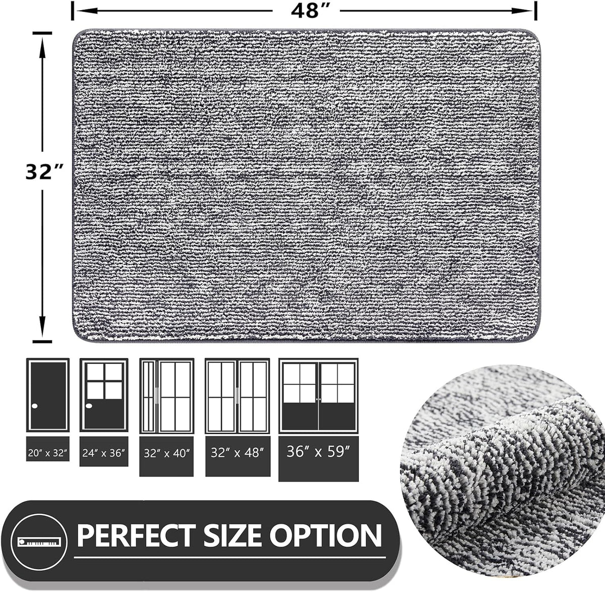 REFETONE Indoor Doormat, Front Door Mat 32"x48" Absorbent Rubber Backing Non Slip Back Door Mats