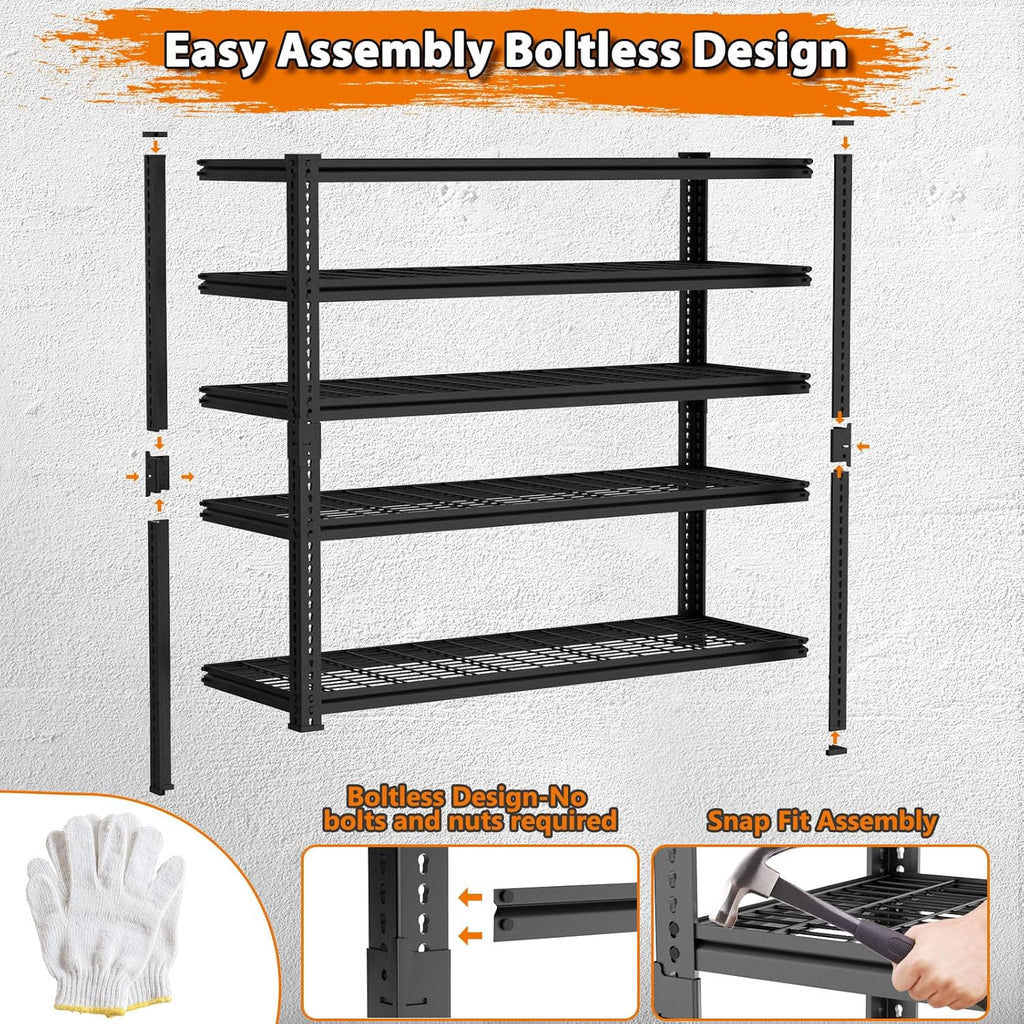 Storage Shelves Heavy Duty, 3 PCS 36"L x 16"W x 72"H Garage Wire Shelving Unit Loads 2400LBS
