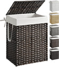 SONGMICS Laundry Hamper with Lid, 23.8 Gallon (90 L) Synthetic Rattan Clothes Laundry Basket with