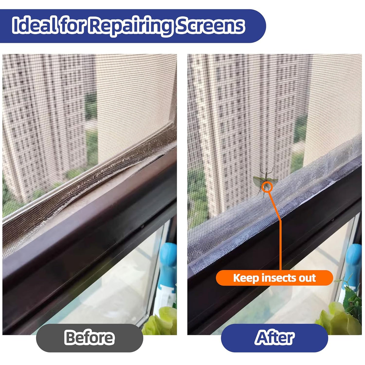 KING MOUNTAIN Black Window Screen Repair Tape,3inX40FT Heavy Duty Screen Repair Kit for Window