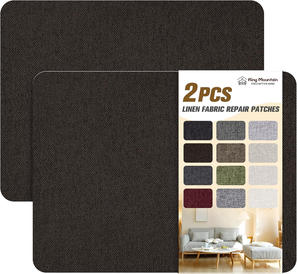 KING MOUNTAIN Coarse Linen Repair Patches, Self-Adhesive Linen Fabric Patches, 8X11 inch 2 PCS