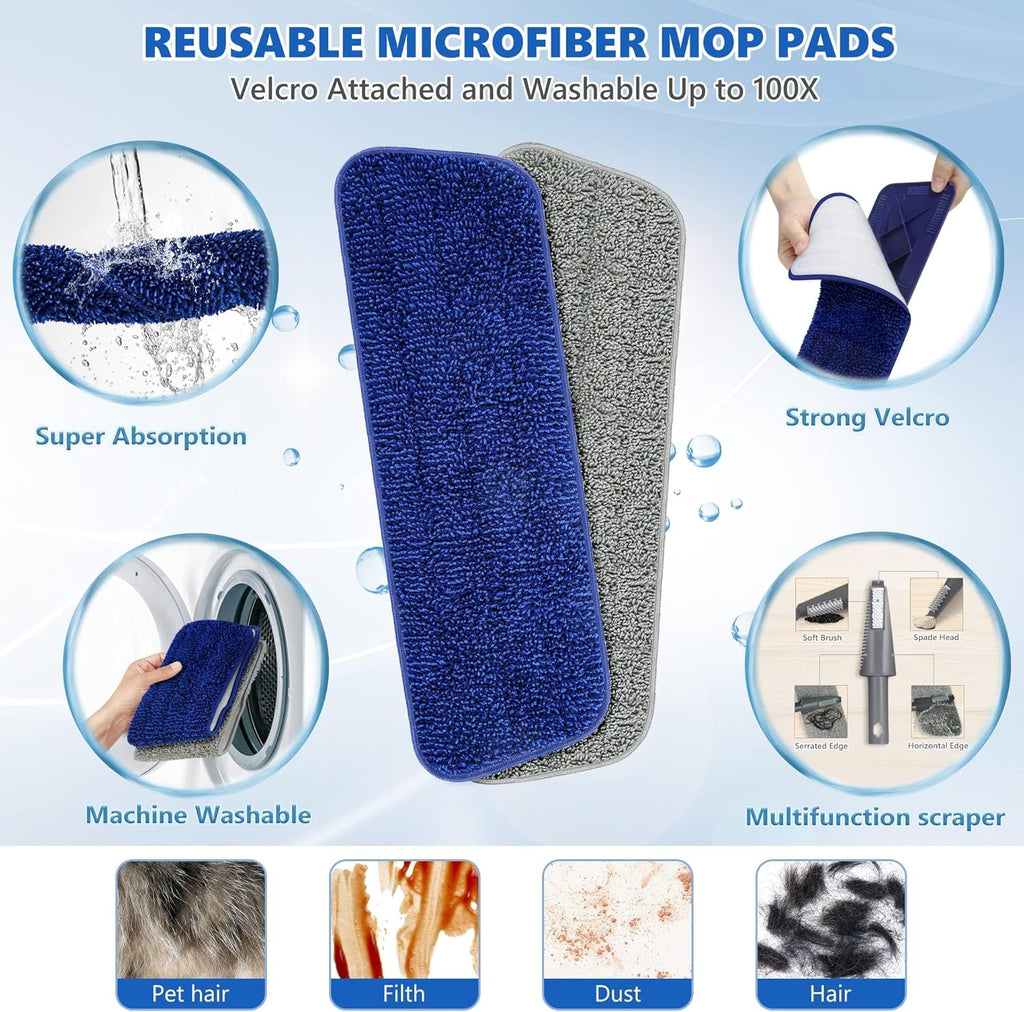 Spray Mops for Floor Cleaning - BPAWA Microfiber Floor Mop Flat Wet Mop Dry Dust Mop for Hardwood