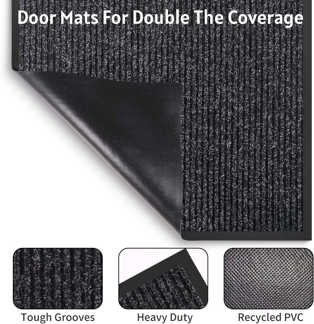 Front Door Mat Indoor Outdoor Entrance, 48" x 72" Dirt Resistant and Absorbent Door Mat, TPR