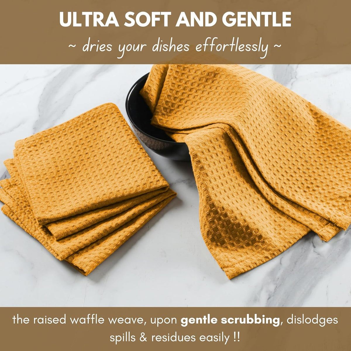 Native Fab Cotton Kitchen Towel with Hanging Loop 16x26 inches, 12-Pack, Waffle Weave Kitchen