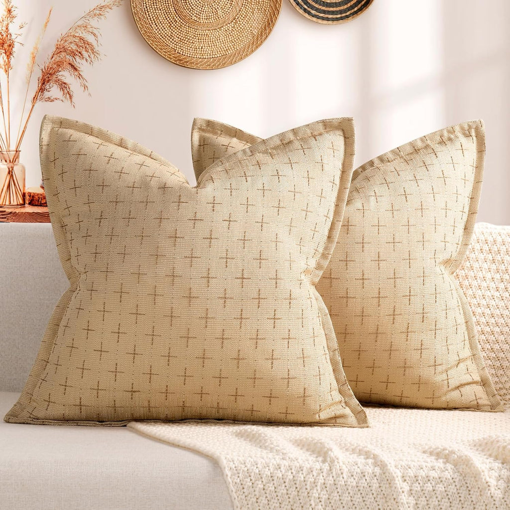 ZWJD Pillow Covers 26x26 Set of 2 Soft Polyester Textured Pillow Covers with Stylish Flange Edge