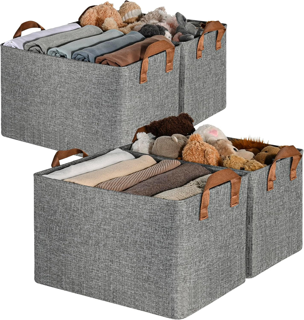 GRANNY SAYS Closet Storage Baskets, Collapsible Fabric Storage Bins with Metal Frame, Clothes