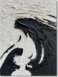 NANKAI 40x28 inch Minimalist Black and White Abstract Painting 100% Hand-Painted Modern Wall Deco