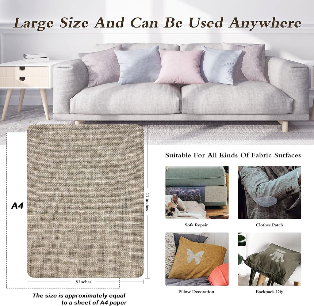 KING MOUNTAIN Coarse Linen Repair Patches, Self-Adhesive Linen Fabric Patches, 8X11 inch 2 PCS