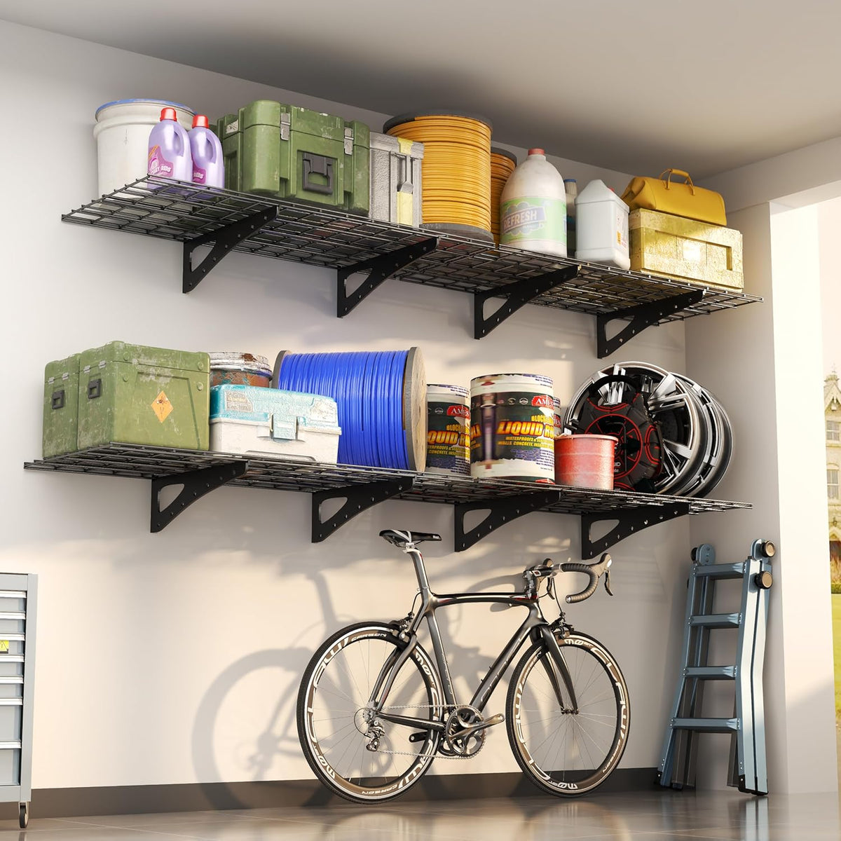 Heavy Duty Garage Wall Shelving, 2x6ft Wall Mounted Storage Shelves for Garage, Closet, Laundry