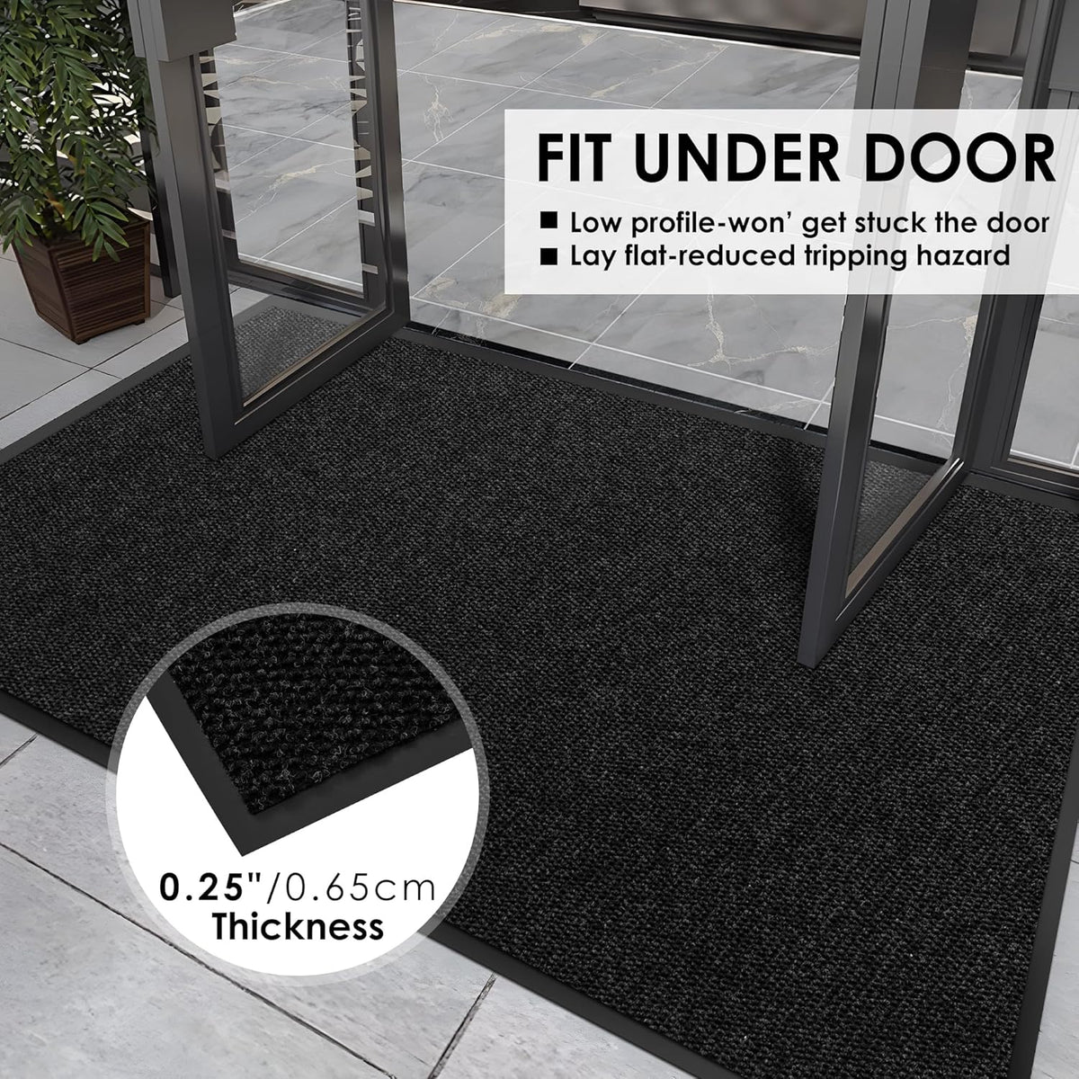4′ x 8′ Front Door Mat Indoor Outdoor Entrance, Commercial Floor Mat Heavy Duty Dirt Trapper