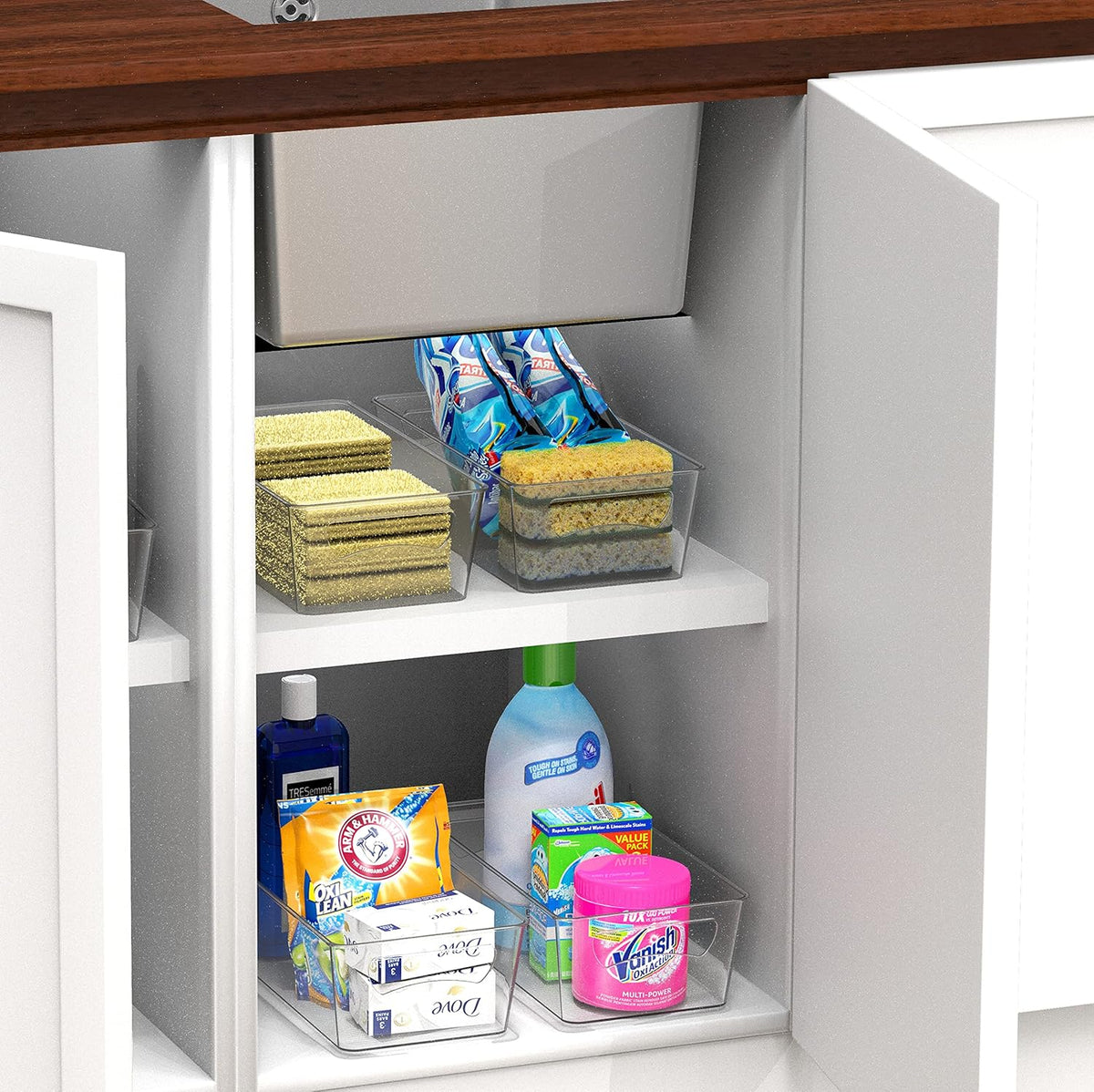 Simple Houseware Kitchen Can Organizer Clear Bin for Cabinet/Pantry/Refrigerator/Freezer/Fridge