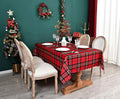 Gingham Xmas Tartan Tablecloth Fabric - Oblong 58x120 Water Resistant Christmas Plaid Table Cloth