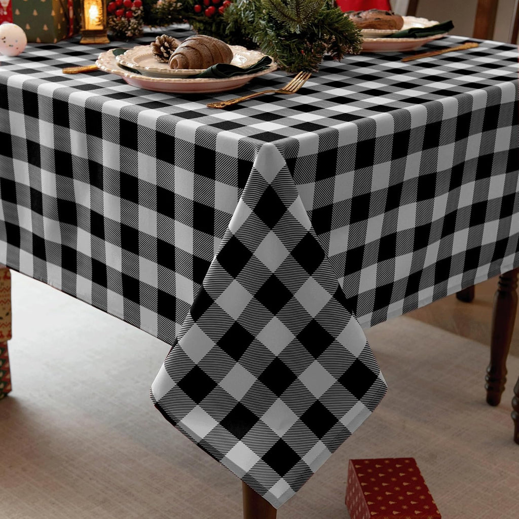 Waterproof Plaid Tablecloth Fabric - Oblong 52x70 Inch Classic Buffalo Tartan Table Cloth for
