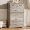 6 Drawer Dresser for Bedroom, 49" Tall Wooden Chest of Drawers, Rustic Farmhouse Dresser with Large