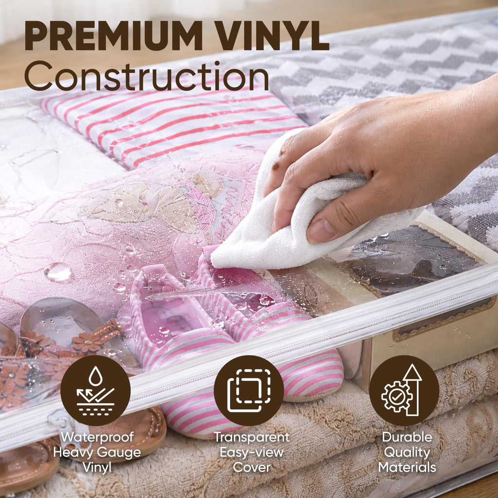 Masirs Clear Underbed Storage Bag, Durable Vinyl Material to Shield Your Contents from Dust, Dirt
