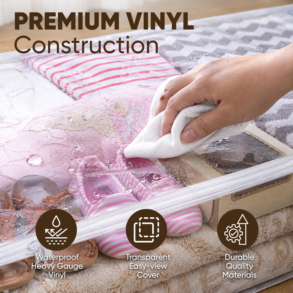 Masirs Clear Underbed Storage Bag, Durable Vinyl Material to Shield Your Contents from Dust, Dirt