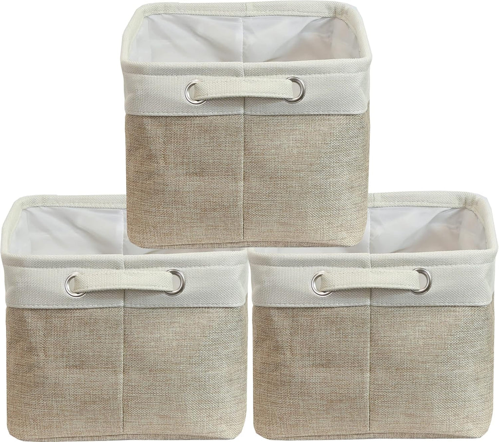 SIMPLE HOUSEWARE Large Fabric Storage Bin, 14.4" x 10" with Handles, 3-Pack, Foldable Organizer for