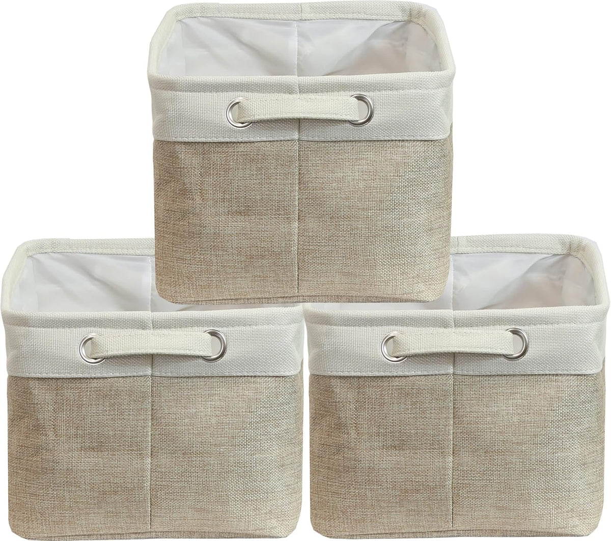 SIMPLE HOUSEWARE Large Fabric Storage Bin, 14.4" x 10" with Handles, 3-Pack, Foldable Organizer for