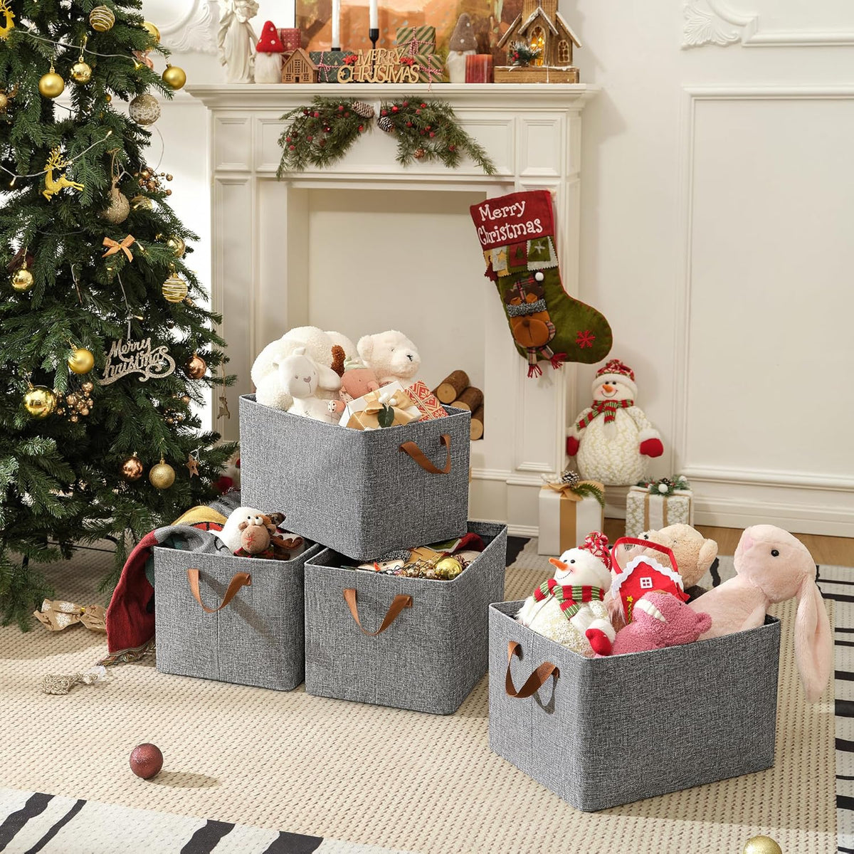 GRANNY SAYS Closet Storage Baskets, Collapsible Fabric Storage Bins with Metal Frame, Clothes