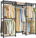 SONGMICS Heavy-Duty Clothes Rack, Garment Rack, Portable Closet, 56.9-Inch Wide Clothing Rack, with