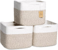 NaturalCozy Storage Cubes 9”x9”x7”Cotton Rope Woven Baskets for Organizing 3-Pack | 9 Inch Cube