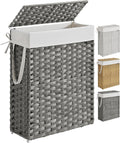 SONGMICS Slim Laundry Hamper with Lid, 14.5 Gallon (55L) Rattan Clothes Laundry Basket with Lid and