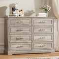 8 Drawer Dresser for Bedroom, 47" Wide Wooden Chest of Drawers, Rustic Farmhouse Dresser with Large