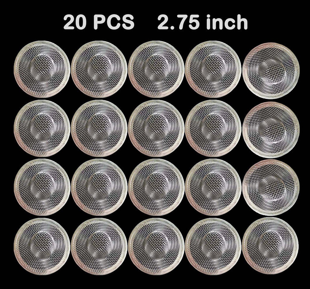 20Pcs Bathroom Sink Drain Strainer Screen Mesh, 2.75'' Stainless Steel Slop Basket Filter Trap Sink