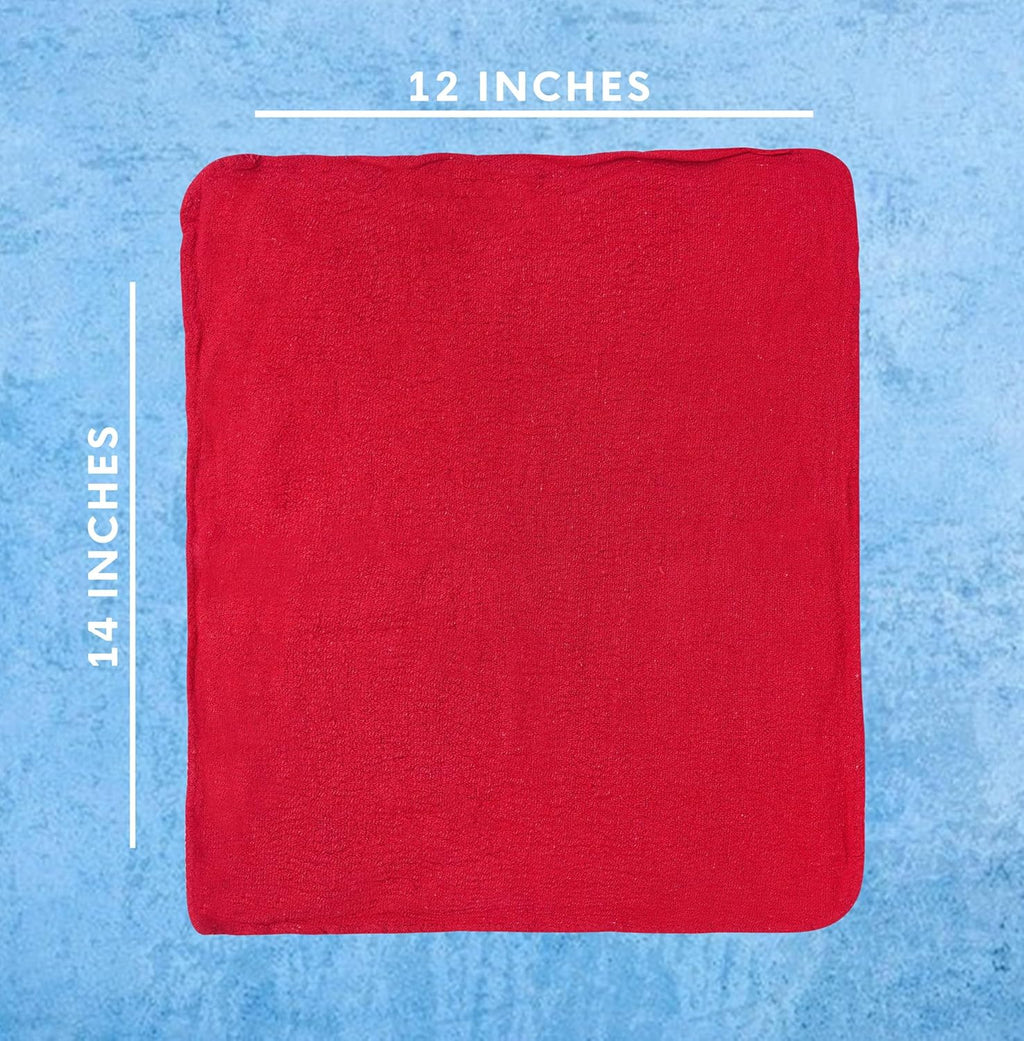 Cotton Shop Towels - Pack of 50 Cleaning Rags 12'' x 14'' - Super Soft and Absorbent Shop Rags for