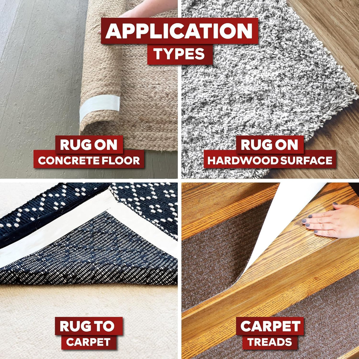 XFasten Double Sided Carpet Tape for Area Rugs, 2 Inch x 30 Yards (6-Pack) – Heavy Duty Anti Slip