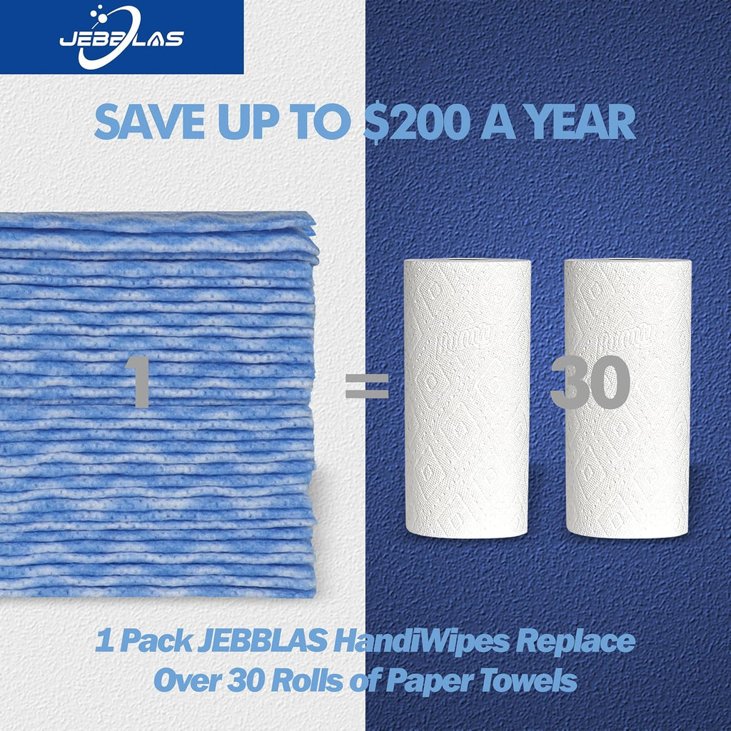 JEBBLAS 100Pcs Reusable Cleaning Cloths 11.8‘’x11.8‘’ Handi Wipes Reusable Cloths Dry Cleaning