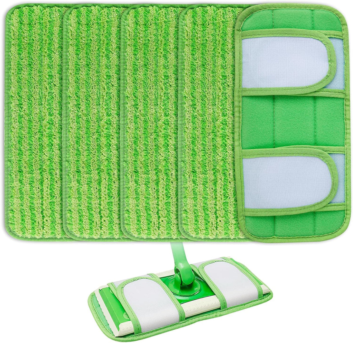 Reusable Pads Compatible with Swiffer Sweeper Mops - Washable Microfiber Mop Pad Refills - 12 Inch
