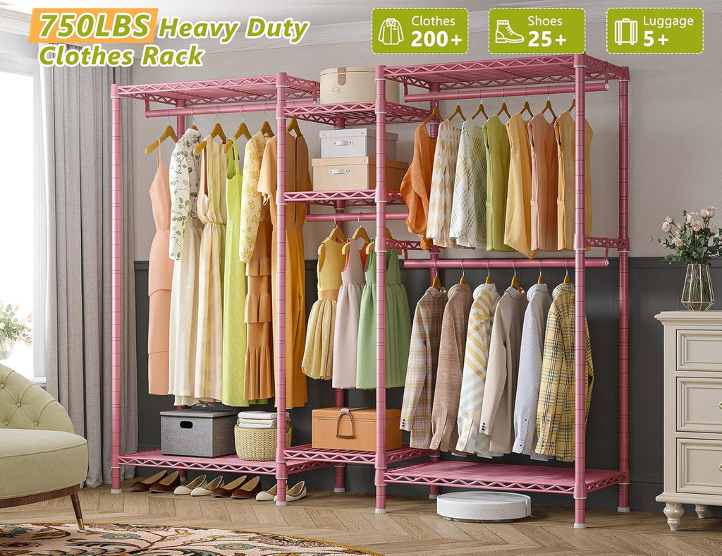 Raybee Clothing Racks for Hanging Clothes Heavy Duty Clothes Rack Load 750LBS clothes rack, 77" H x