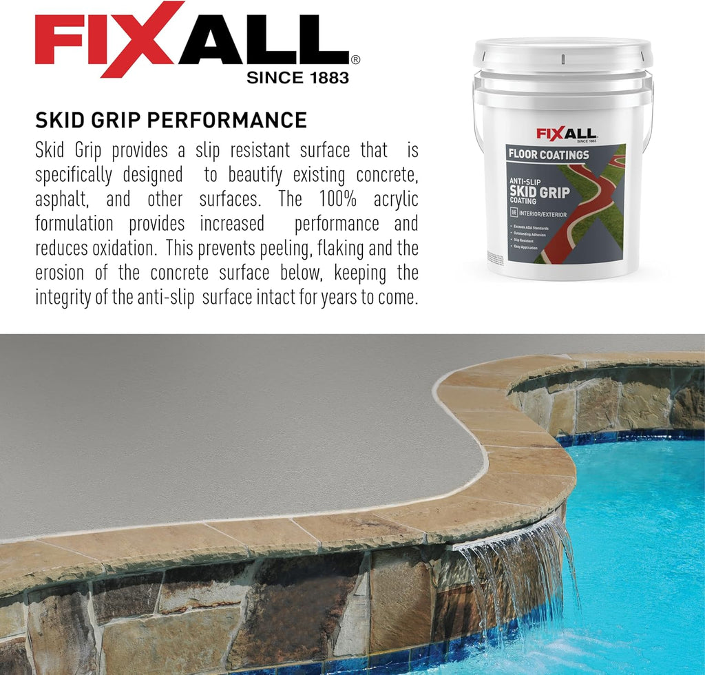 FIXALL Skid Grip Anti-Slip Coating, 5 Gallons, Camel, Exceeds ADA Standards, Ideal for Safety